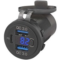 Usb steckdose dreifach mit 2x typ a und 1x typ c voltmeter Usb steckdose dreifach mit 2x typ a und 1x typ c voltmeter von PROPLUS