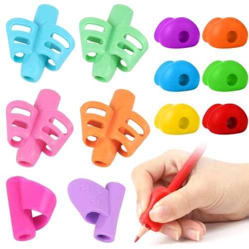 PROPOG 12 Stück Schreibhilfe für Stift Kinder, Stifthalter Kinder Hilfe Silikon Schreibhilfe Stifthaltung Ergonomische Stifte Kinder für Linkshänder oder Rechtshänder von PROPOG