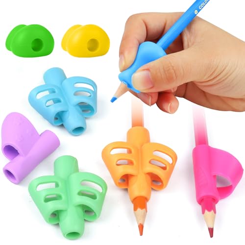 PROPOG 8 Stück Schreibhilfe für Stift, Stifthalter Kinder Hilfe Silikon Schreibhilfe Stifthaltung Ergonomische Stifte für Linkshänder oder Rechtshänder von PROPOG