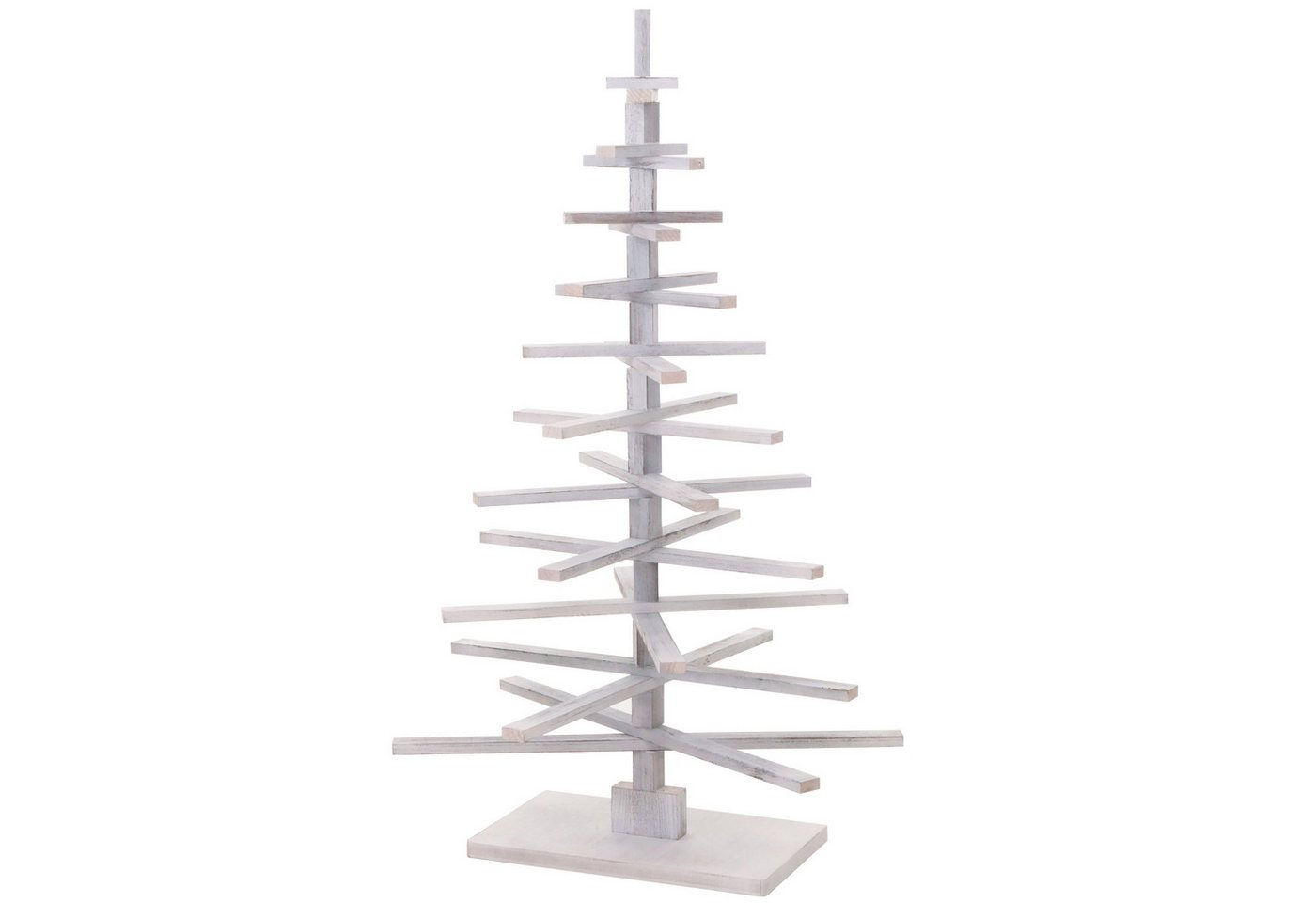 PROREGAL® Adventskranz Deko-Weihnachtsbaum 130x82x82cm Shabby-Look Tannenholz weiß von PROREGAL®