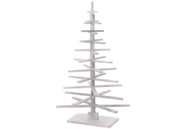PROREGAL® Adventskranz Deko-Weihnachtsbaum 130x82x82cm Shabby-Look Tannenholz weiß von PROREGAL®