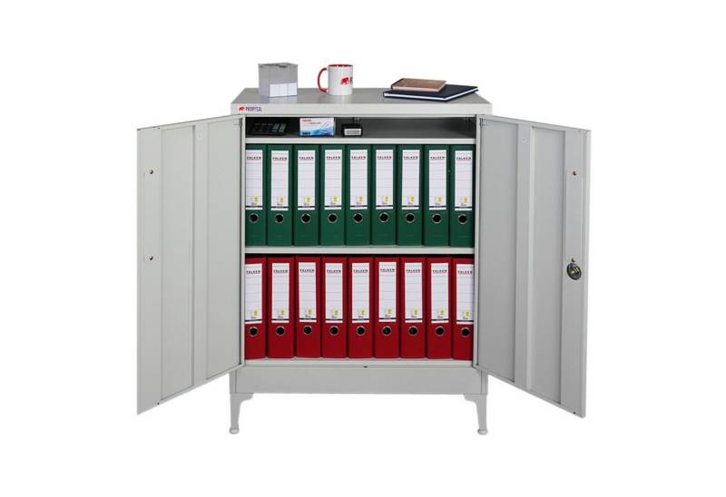 PROREGAL® Mehrzweckschrank ELEPHANT mit Beinen 90x80x40cm 2 Ebenen Lichtgrau von PROREGAL®