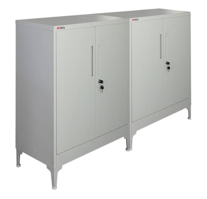 PROREGAL® Mehrzweckschrank MegaDeal 2x ELEPHANT mit Beinen 90x80x40cm 2 Ebenen Lichtgrau von PROREGAL®