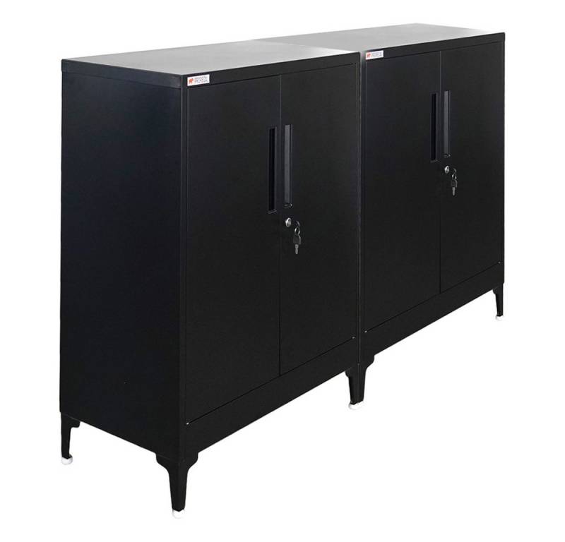PROREGAL® Mehrzweckschrank MegaDeal 2x ELEPHANT mit Beinen 90x80x40cm 2 Ebenen Schwarz von PROREGAL®