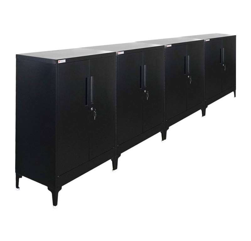 PROREGAL® Mehrzweckschrank MegaDeal 4x ELEPHANT mit Beinen 90x80x40cm 2 Ebenen Schwarz von PROREGAL®