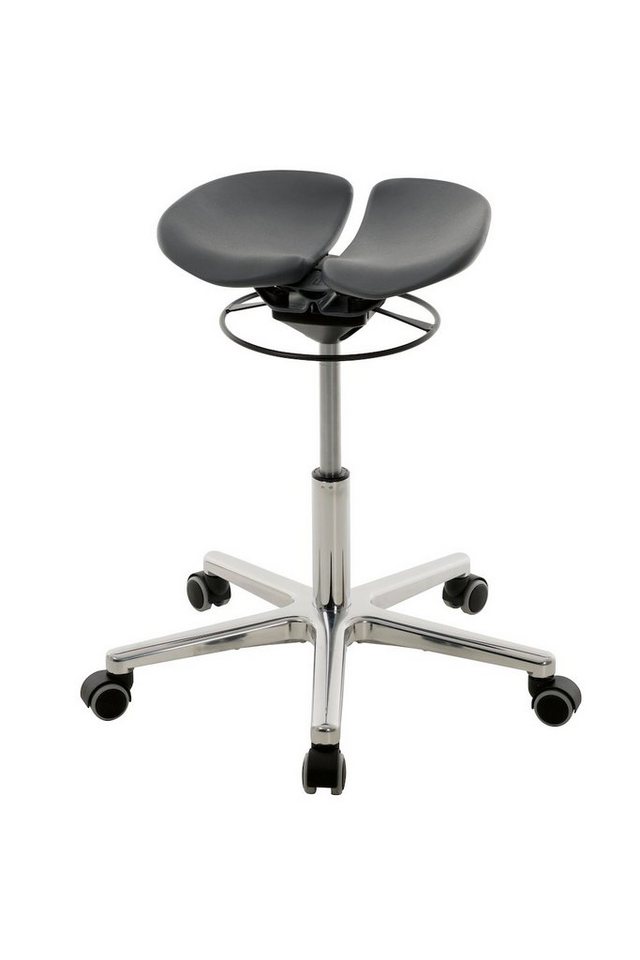 PROREGAL® Arbeitshocker Zweiteiliger Hocker Kansas, Sitzh. 50-68cm, Ø61cm, tdw 110kg, Silber von PROREGAL®