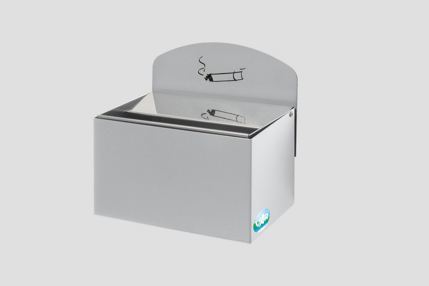 PROREGAL® Aschenbecher Robuster Wandascher Schild 0,8L 20x20x12,5cm Silber von PROREGAL®