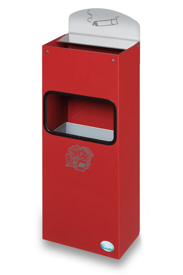 PROREGAL® Aschenbecher Robuster Wandascher Schild 4L 55x14,5x22cm Rot von PROREGAL®