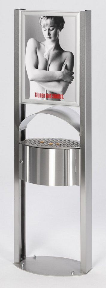 PROREGAL® Aschenbecher Standascher Schutzdach Werbefläche 15L 180x58x35 Edelstahl von PROREGAL®