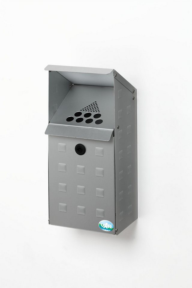 PROREGAL® Aschenbecher Wandascher aufklappbarem Kasten Schloss 3,7L 41x18x15 Aluminium Silber von PROREGAL®