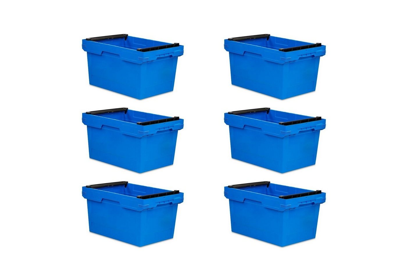 PROREGAL® Aufbewahrungsbox SparSet Conical Mehrweg-Stapelbehälter Stapelbügel Blau & Grau (6 St) von PROREGAL®