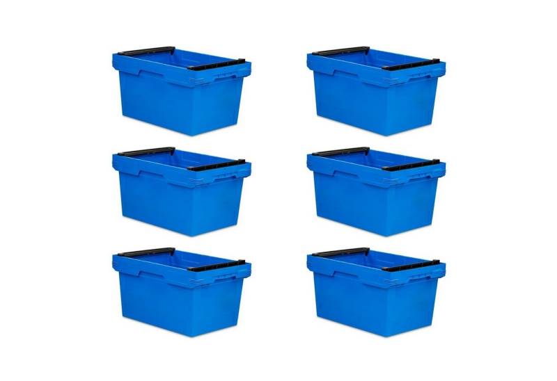 PROREGAL® Aufbewahrungsbox SparSet Conical Mehrweg-Stapelbehälter Stapelbügel Blau & Grau (6 St) von PROREGAL®