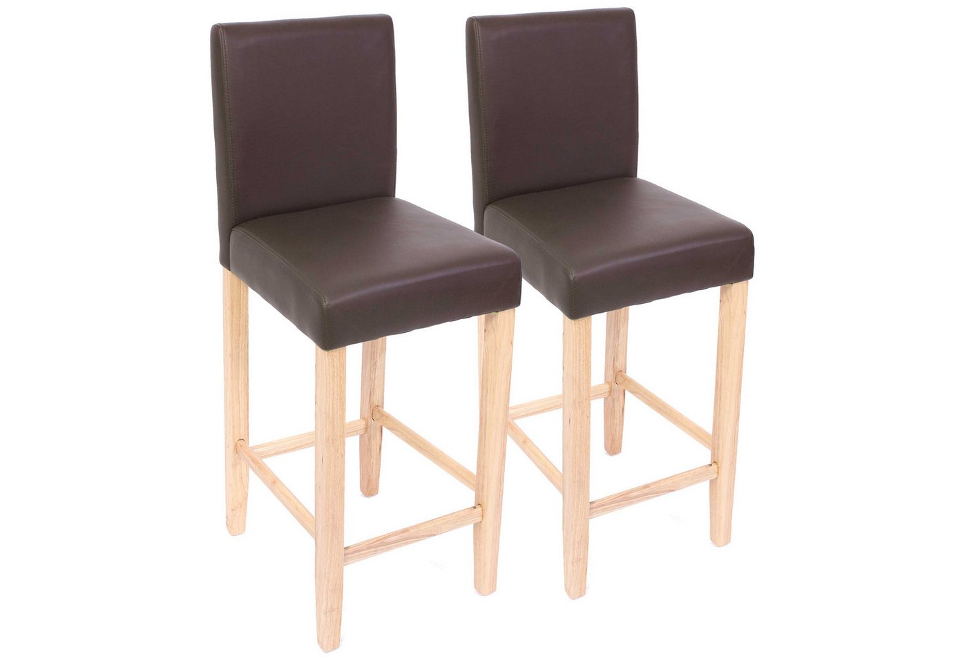 PROREGAL® Barhocker 2er-Set Barhocker gepolstert mit Lehne Kunstleder Schwarz, Bequem, sicher und modern mit pratischer Fußablage von PROREGAL®