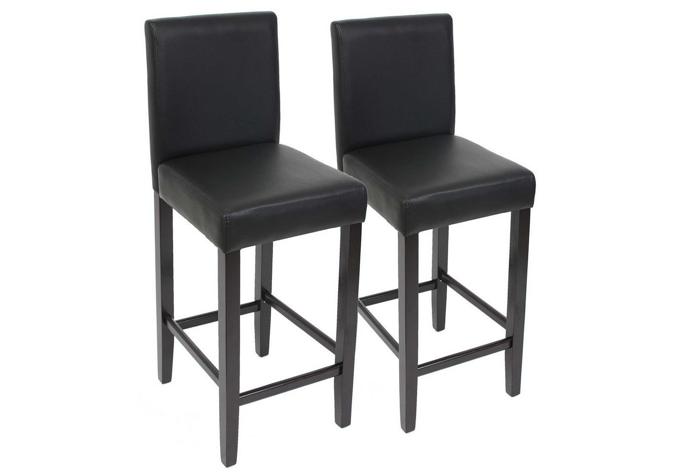 PROREGAL® Barhocker 2er-Set Barhocker gepolstert mit Lehne Kunstleder Schwarz, Bequem, sicher und modern mit pratischer Fußablage von PROREGAL®