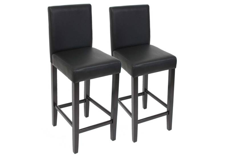 PROREGAL® Barhocker 2er-Set Barhocker gepolstert mit Lehne Kunstleder Schwarz, Bequem, sicher und modern mit pratischer Fußablage von PROREGAL®