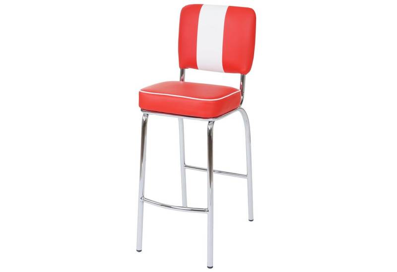PROREGAL® Barhocker 2x Barhocker Diner Sitzhöhe 70cm Retro 50er Kunstleder Rot-Weiß von PROREGAL®