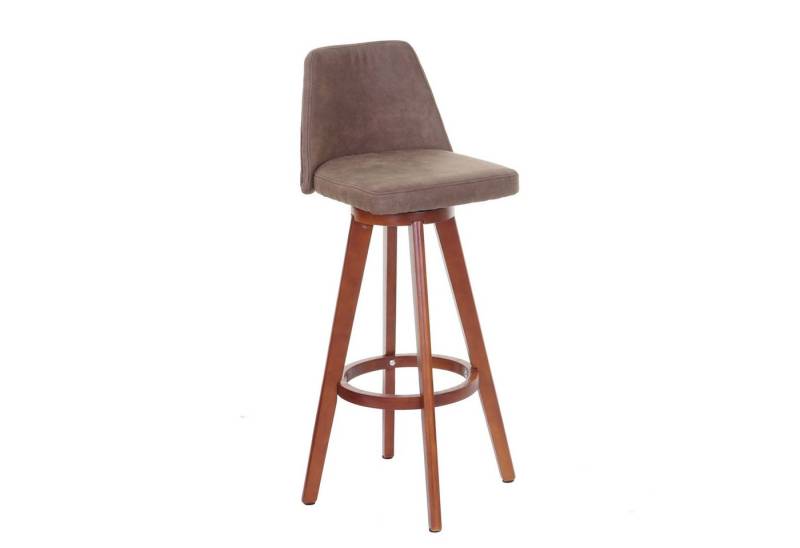 PROREGAL® Barhocker 2x Barhocker drehbar mit Lehne Sitzhöhe 73cm Holz Textil Vintage Braun von PROREGAL®