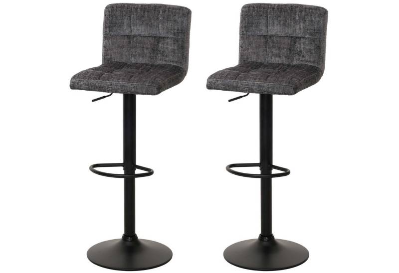 PROREGAL® Barhocker 2x Barhocker mit Lehne Sitzhöhe 63-83cm drehbar Stoff Dunkelgrau von PROREGAL®