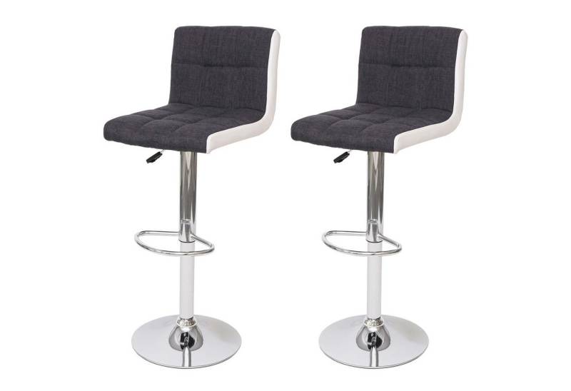 PROREGAL® Barhocker 2x Barhocker mit Lehne Sitzhöhe 63-87cm Stoff/Textil Dunkelgrau Weiß von PROREGAL®