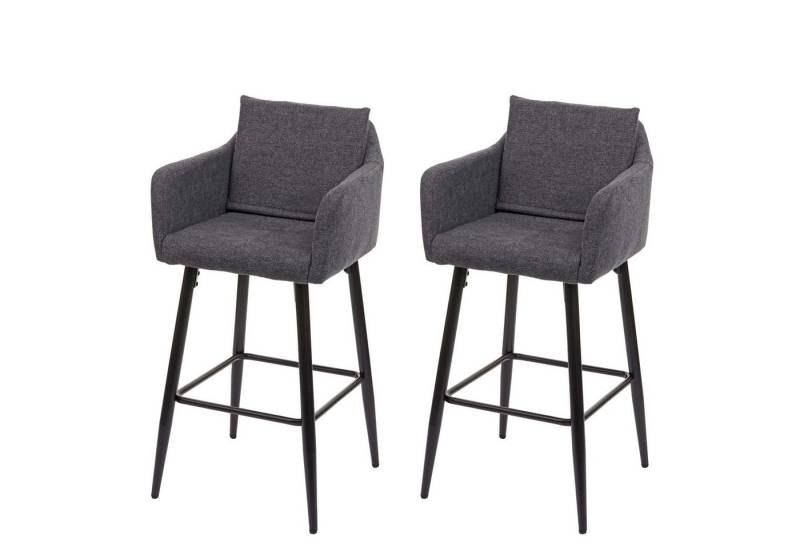 PROREGAL® Barhocker 2x Barhocker mit Lehne Sitzhöhe 74cm Fußablage Metall Stoff Dunkelgrau von PROREGAL®