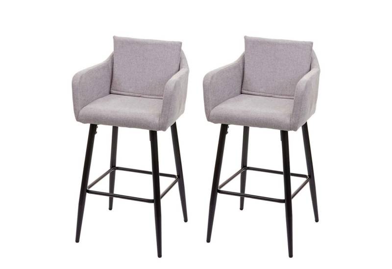 PROREGAL® Barhocker 2x Barhocker mit Lehne Sitzhöhe 74cm Fußablage Metall Stoff Hellgrau von PROREGAL®