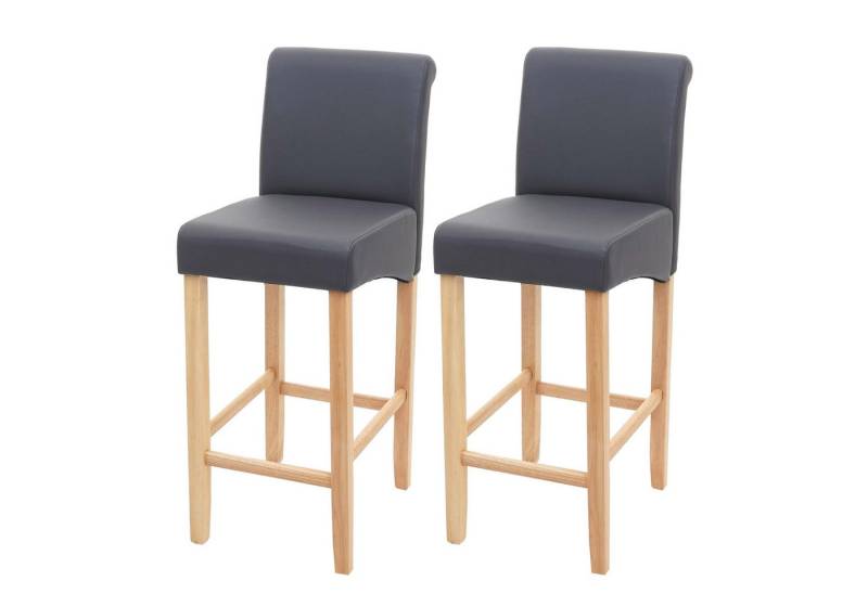 PROREGAL® Barhocker 2x Barhocker mit Lehne Sitzhöhe 75cm Holz Grau matt Kunstleder von PROREGAL®