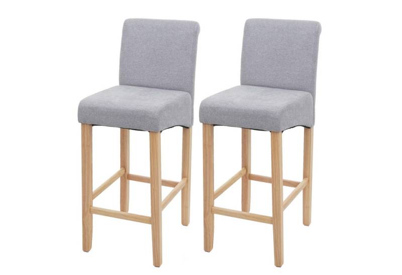 PROREGAL® Barhocker 2x Barhocker mit Lehne Sitzhöhe 75cm Holz Hellgrau Stoff/Textil von PROREGAL®