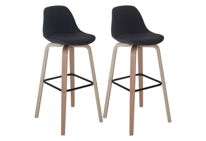 PROREGAL® Barhocker 2x Barhocker mit Lehne Sitzhöhe 76cm Textil Dunkelgrau Barstuhl von PROREGAL®
