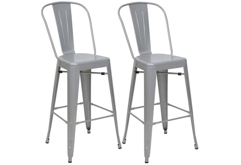 PROREGAL® Barhocker 2x Barhocker mit Lehne Sitzhöhe 77cm Metall Graumit von PROREGAL®