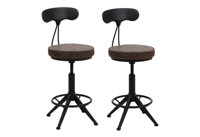 PROREGAL® Barhocker 2xBarhocker mit Lehne Sitzhöhe 51-73cm Kunstleder Metall Braun-Schwarz, Moderens Industiedesign, stufenlos höhenverstellbar von PROREGAL®