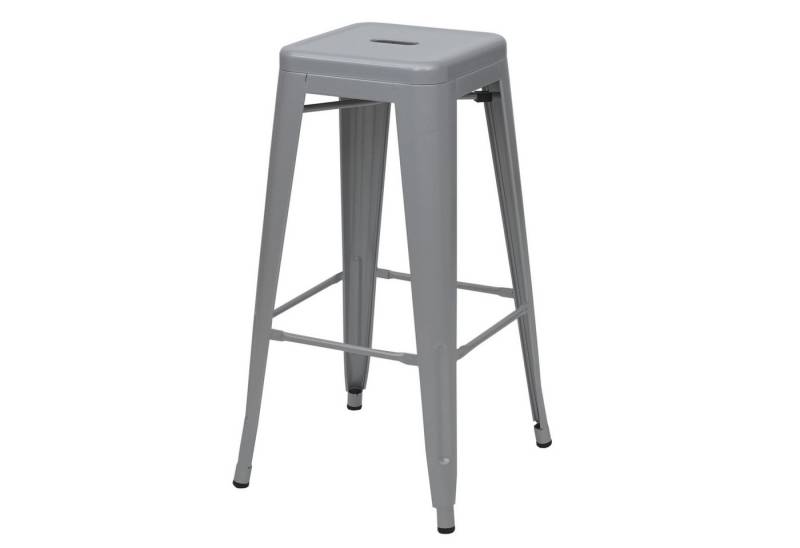 PROREGAL® Barhocker 4x Barhocker Sitzhöhe 77cm Metall stapelbar Grau Barstuhl von PROREGAL®