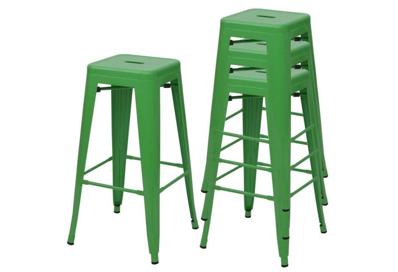 PROREGAL® Barhocker 4x Barhocker Sitzhöhe 77cm Metall stapelbar Grün Barstuhl von PROREGAL®