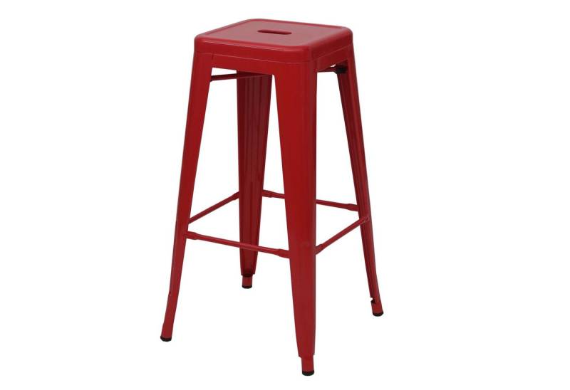 PROREGAL® Barhocker 4x Barhocker Sitzhöhe 77cm Metall stapelbar Rot Barstuhl von PROREGAL®