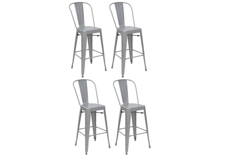 PROREGAL® Barhocker 4x Barhocker mit Lehne Sitzhöhe 77cm Metall Graumit von PROREGAL®