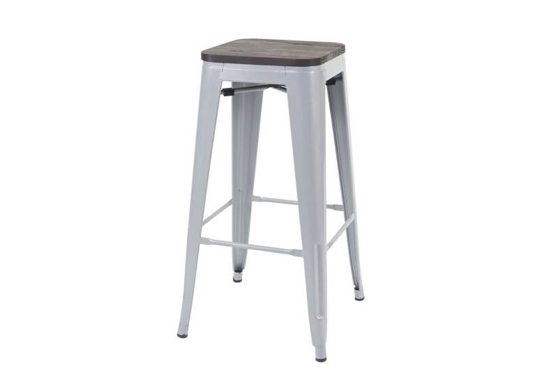 PROREGAL® Barhocker Barhocker mit Holz-Sitzfläche Sitzhöhe 76cm Metall stapelbar Grau von PROREGAL®