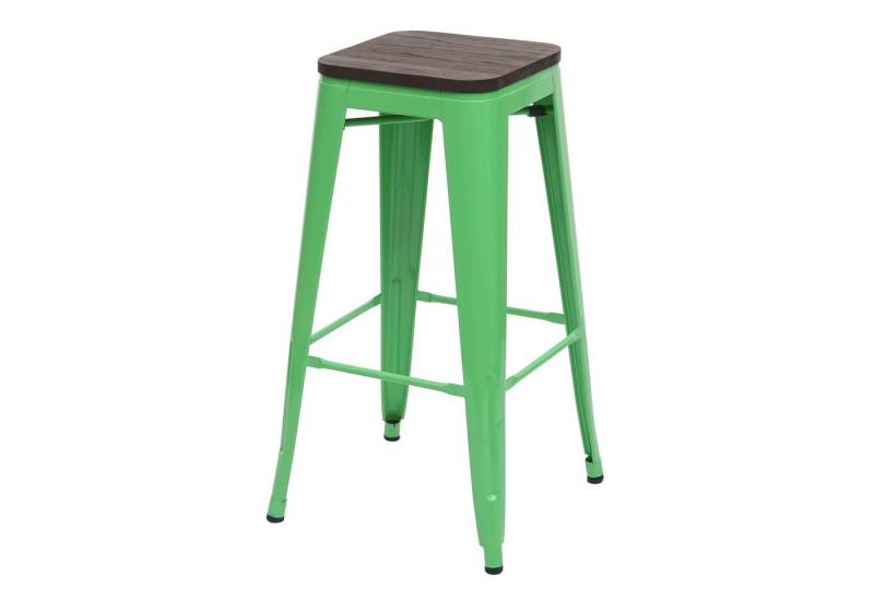 PROREGAL® Barhocker Barhocker mit Holz-Sitzfläche Sitzhöhe 76cm Metall stapelbar Grün von PROREGAL®