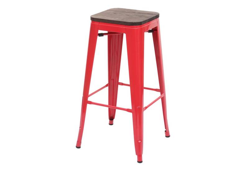 PROREGAL® Barhocker Barhocker mit Holz-Sitzfläche Sitzhöhe 76cm Metall stapelbar Rot von PROREGAL®
