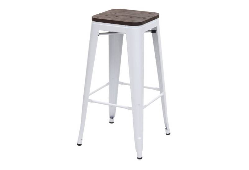 PROREGAL® Barhocker Barhocker mit Holz-Sitzfläche Sitzhöhe 76cm Metall stapelbar Weiß von PROREGAL®