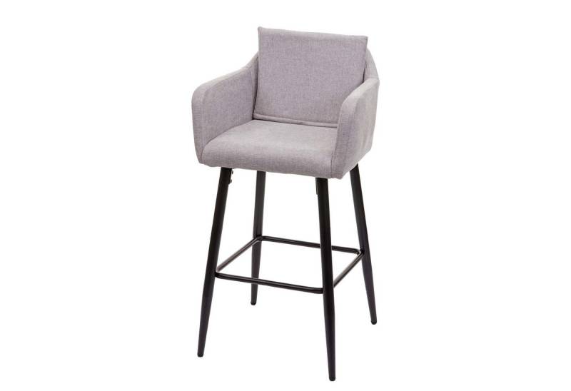 PROREGAL® Barhocker Barhocker mit Lehne Sitzhöhe 74cm Fußablage Metall Stoff Hellgrau von PROREGAL®