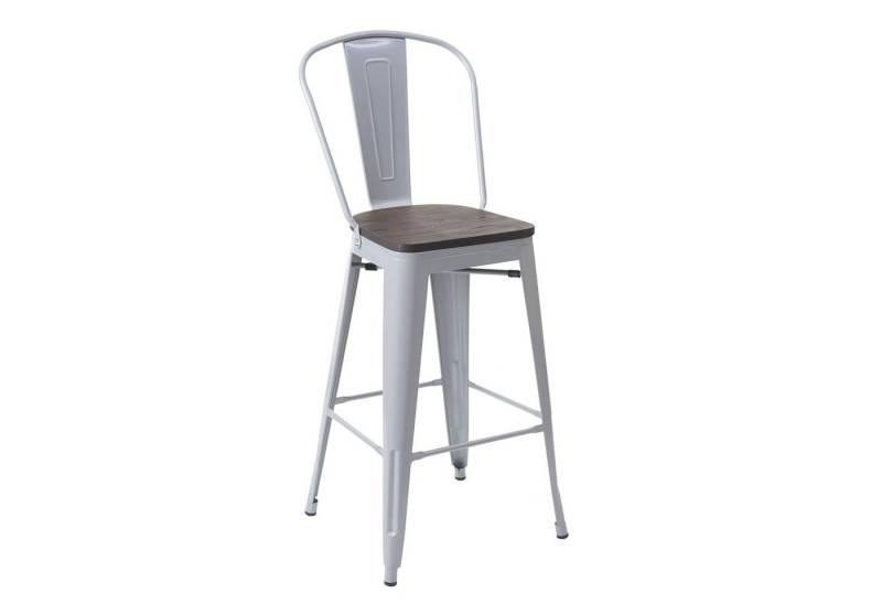 PROREGAL® Barhocker Barhocker mit Lehne mit Holz-Sitzfläche Sitzhöhe 77cm Metall Graumit von PROREGAL®