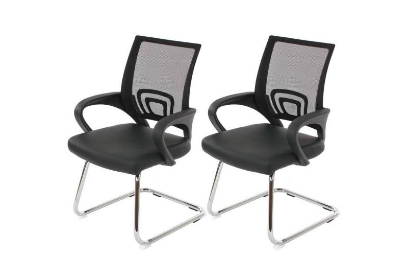 PROREGAL® Besucherstuhl 2x Konferenzstuhl mit Lehne 92x57x59cm Kunstleder Schwarz von PROREGAL®