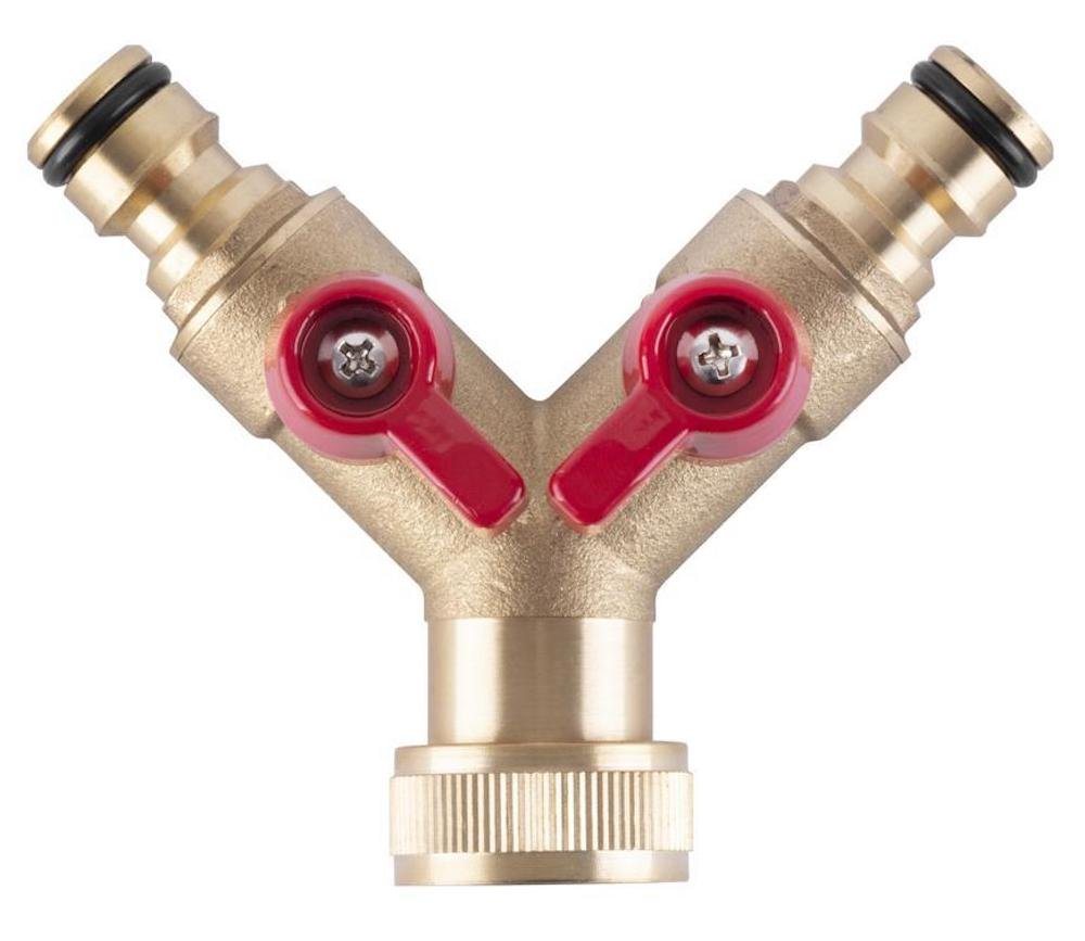 PROREGAL® Bewässerungssystem Schlauchverbinder GF123, 3/4", Typ Y, mit Ventil, metall von PROREGAL®