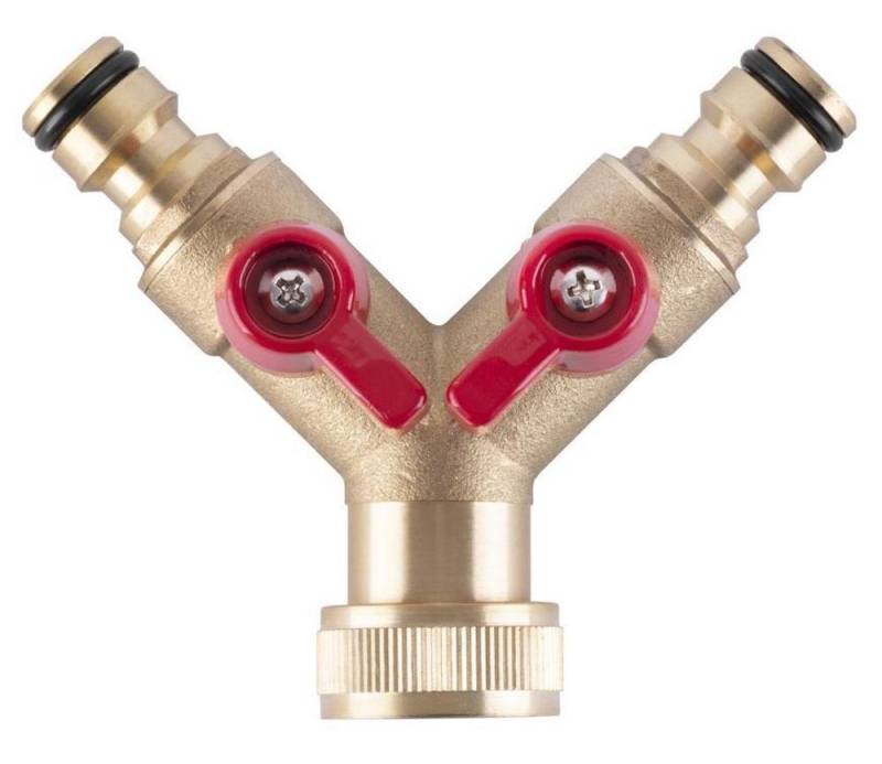 PROREGAL® Bewässerungssystem Schlauchverbinder GF123, 3/4", Typ Y, mit Ventil, metall von PROREGAL®