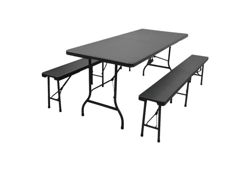 PROREGAL® Bierzeltgarnitur 1x Buffettisch & 2x Bierbank klappbar 180cm für 8 Personen wetterfest, Gartengarnitur Camping weterfest für 8 Personen mit Tragegriff von PROREGAL®