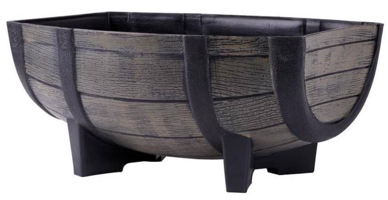 PROREGAL® Blumentopf Blumentopf GDA Holz-effekt 817, 41x29x19cm, Fass von PROREGAL®