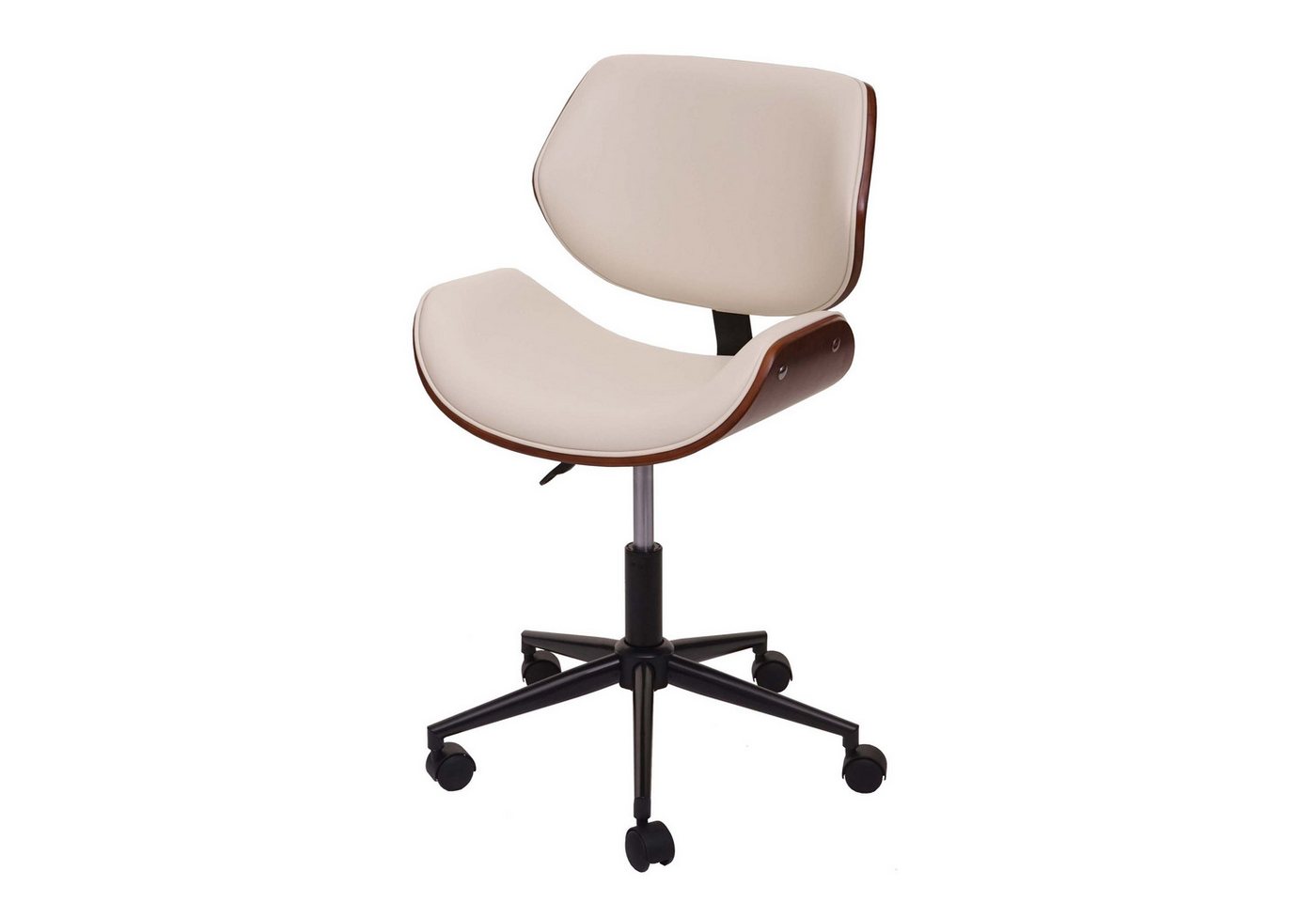 PROREGAL® Bürostuhl Bürostuhl 90x57x57cm Bugholz Walnuss-Optik Creme Drehstuhl von PROREGAL®