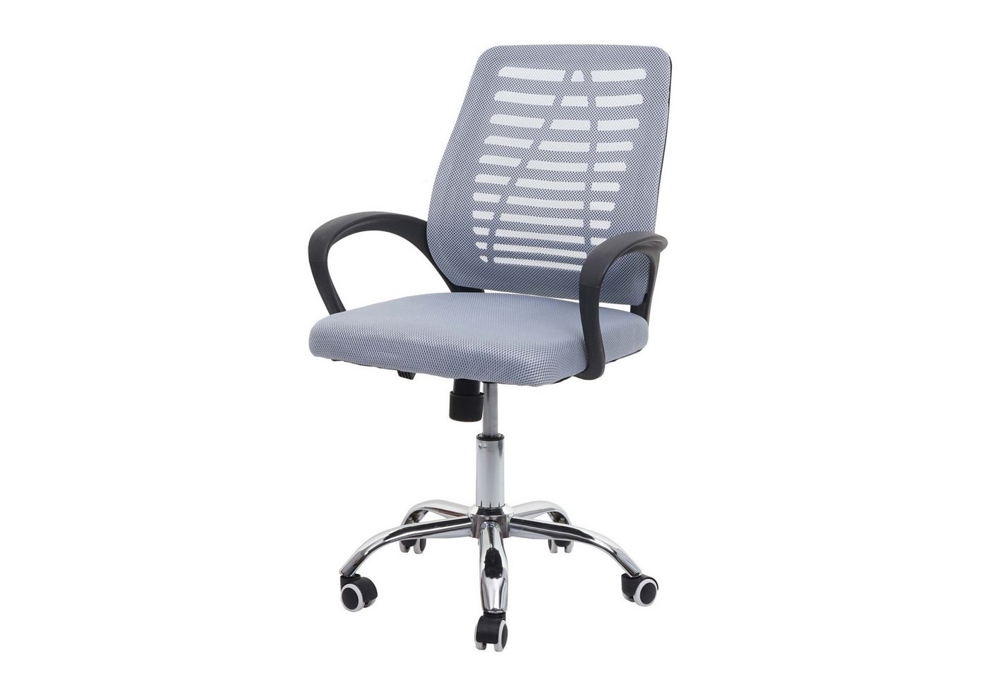 PROREGAL® Bürostuhl Bürostuhl 97x60x57cm ergonomische Rückenlehne Netzbezug Textil Grau von PROREGAL®