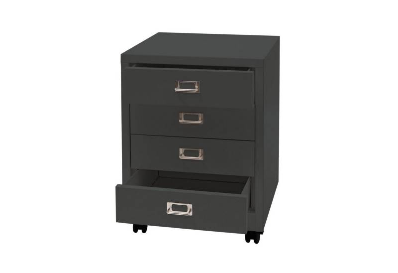 PROREGAL® Container Rollcontainer 55x40x41cm 4 Schubladen Dunkelgrau Schubladenschrank von PROREGAL®