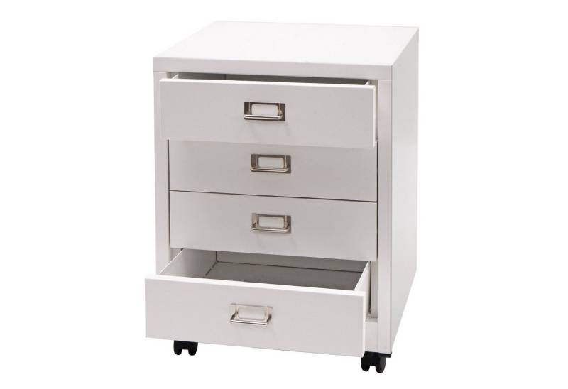 PROREGAL® Container Rollcontainer 55x40x41cm Metall 4 Schubladen Weiß Schubladenschrank von PROREGAL®
