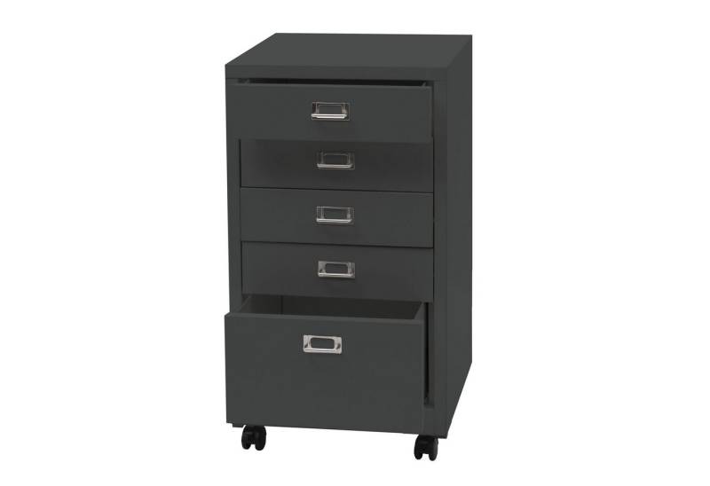 PROREGAL® Container Rollcontainer 75x40x41cm 5 Schubladen Dunkelgrau Schubladenschrank von PROREGAL®